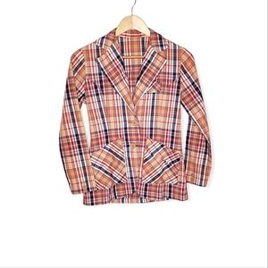 Tan, Red, White and Blue Plaid Punky Vintage Blazer
